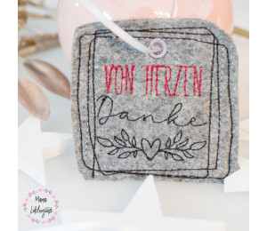 ADVENTSKALENDER Test-Türchen - Stickdatei ITH - Anhänger Von Herzen Danke